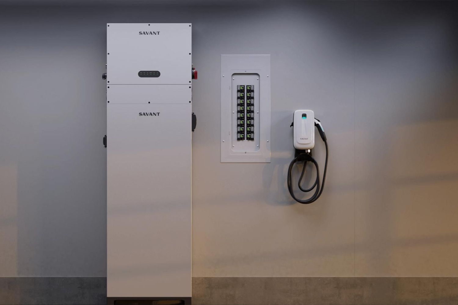 Home energy storage system with a connected electrical panel and EV charger